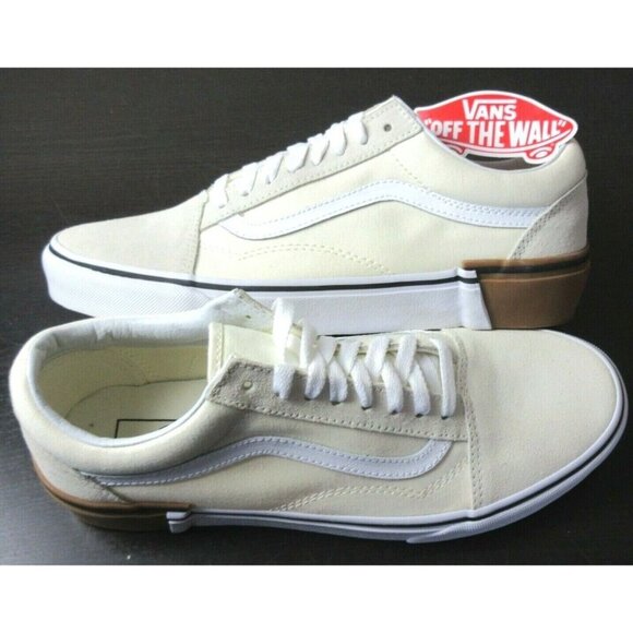 Vans Shoes - Vans Women's Old Skool Gum Block Classic White Canvas Suede shoes Sizes NIB